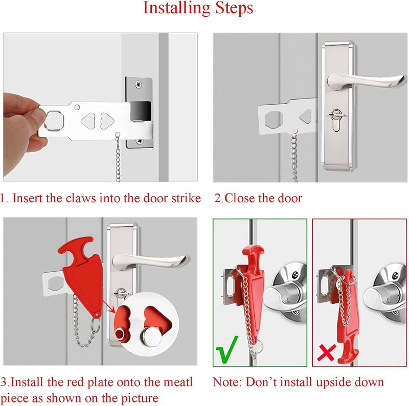MIMIRACLE Portable Door Lock for Hotel Home Apartment, Door Blocker Security No Drill Door Lock for Privacy and Safety Portable Safety Locks for Kid Women -2 Pack - Image 4